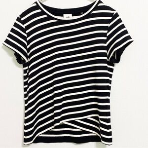 CAbi Black and White Striped Top